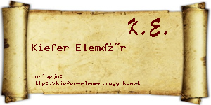 Kiefer Elemér névjegykártya